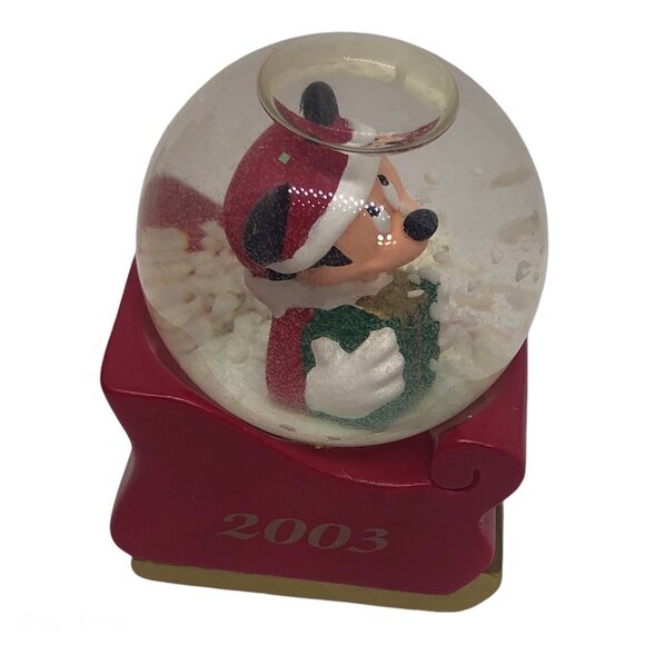 Disney Mickey Mouse Snow Globe 2003 Santa Sleigh JCPenney Exclusive - Picture 4 of 12